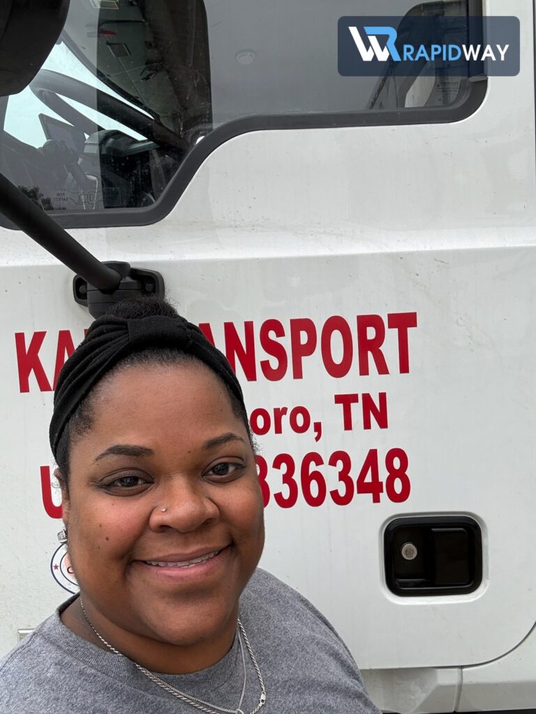 Alicia Brookshire with her 26 ft box truck